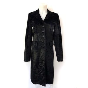 Club Monaco Trench Black Velour Button Down Small